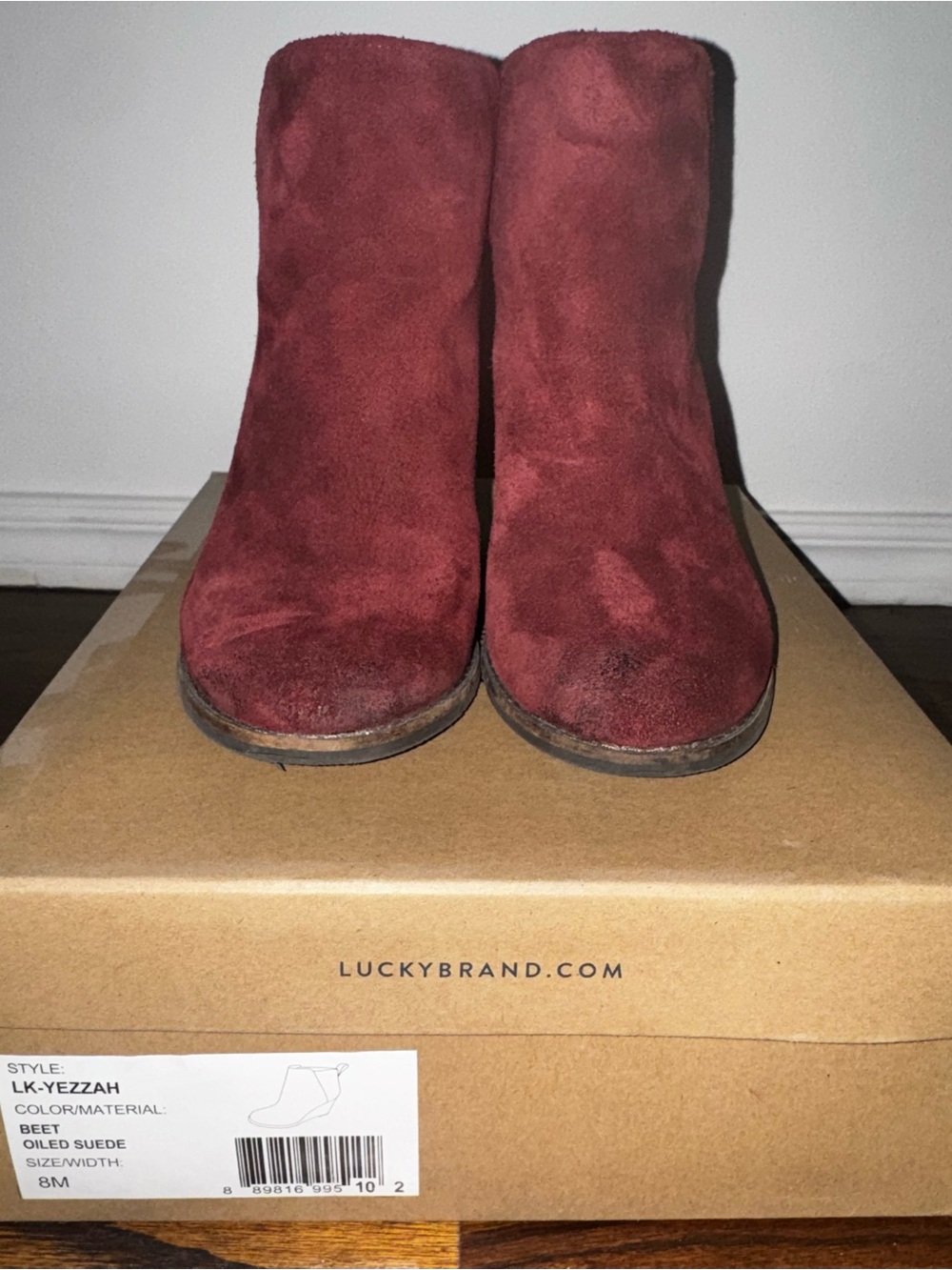 Lucky Brand Beet Red Suede Ankle Booties